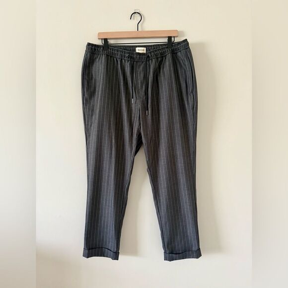 Open Edit Nordstrom Cuff Hem Joggers in Dark Gray Pinstripe - Size L - Picture 2 of 6